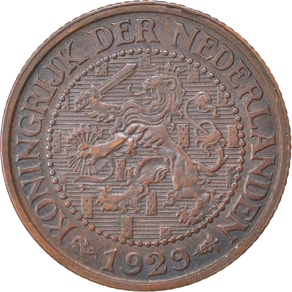 Netherlands, Wilhelmina I, 2-1/2 Cent, 1929, Bronze, AU(50-53), KM:150