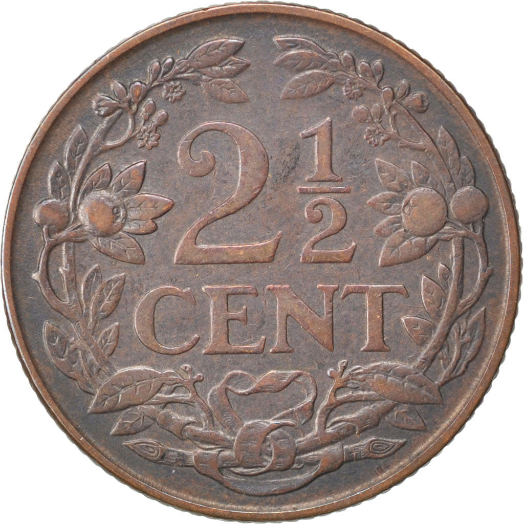 Netherlands, Wilhelmina I, 2-1/2 Cent, 1929, Bronze, AU(50-53), KM:150