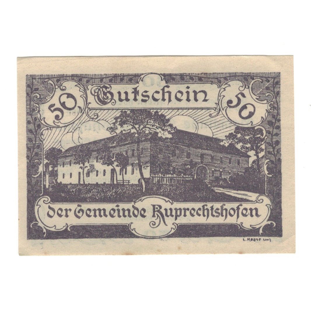 Geldschein, Österreich, Ruprechtshofen, 50 Heller, texte 1, 1920, 1920-02-29