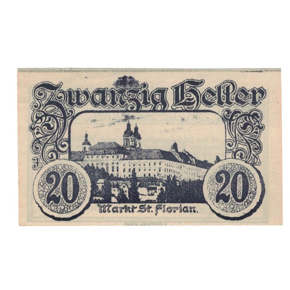 Geldschein, Österreich, St. Florian O.Ö. Gemeinde, 20 Heller, Texte, 1920