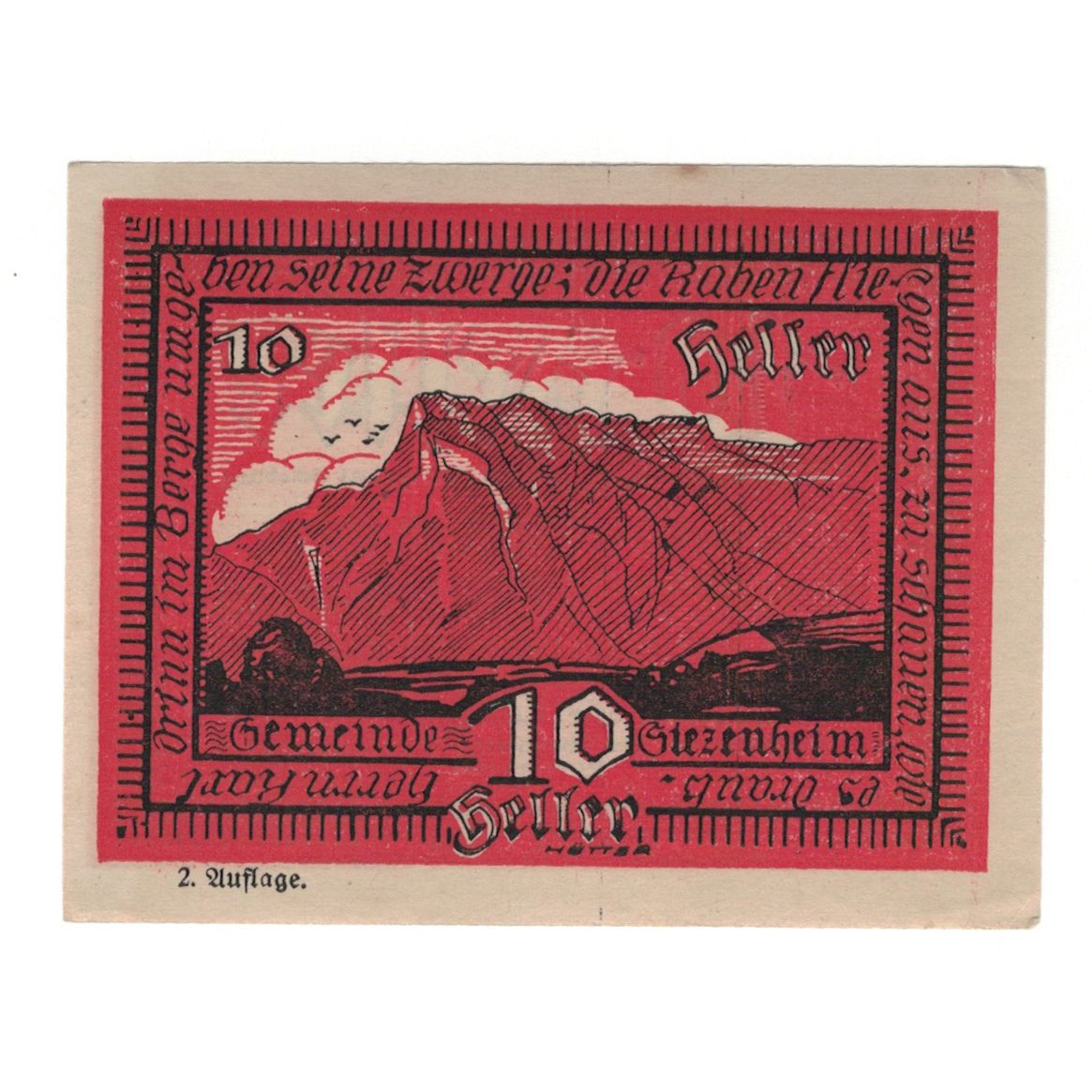 Geldschein, Österreich, Siezenheim Sbg. Gemeinde, 10 Heller, montagne, 1920