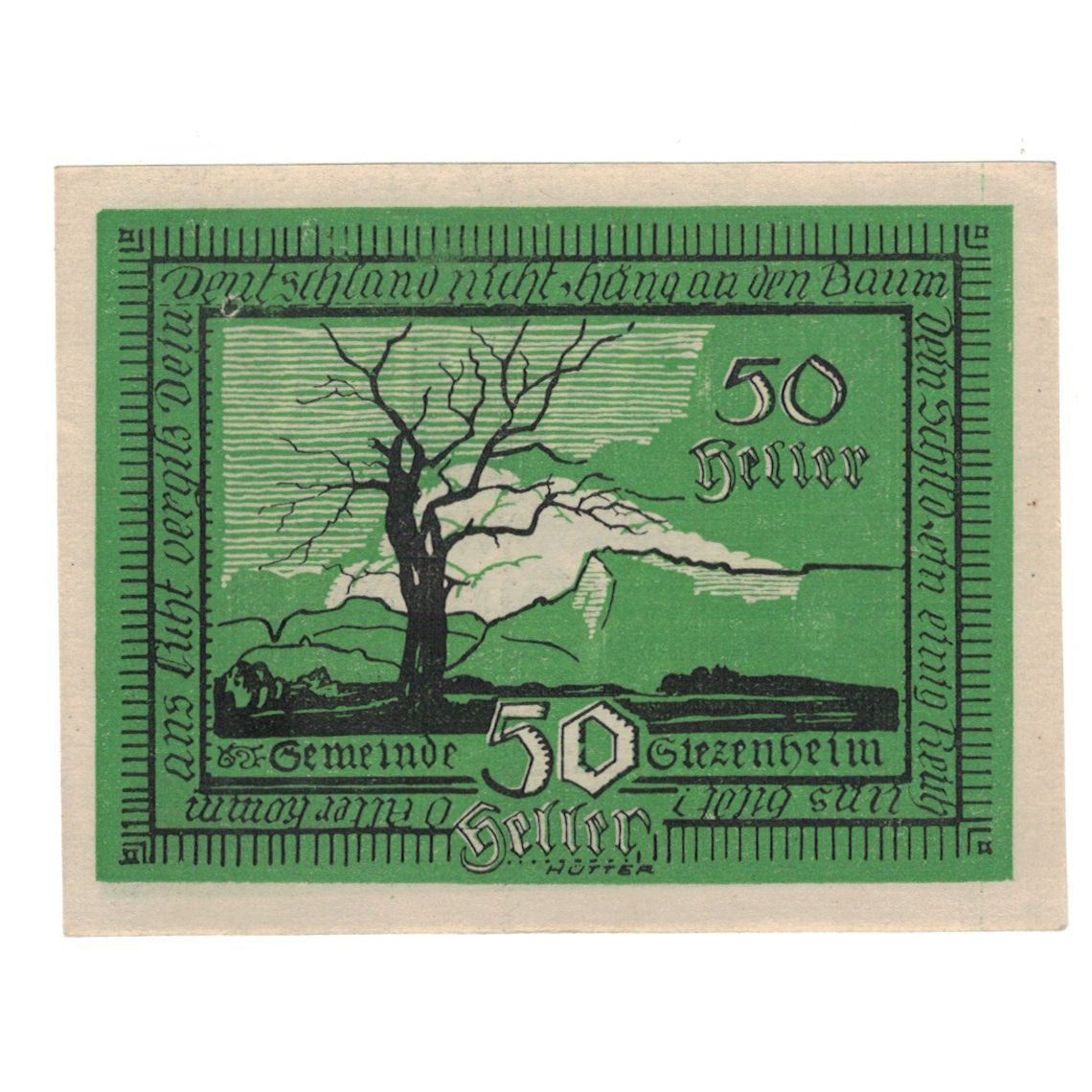 Geldschein, Österreich, Siezenheim Sbg. Gemeinde, 50 Heller, paysage, 1920
