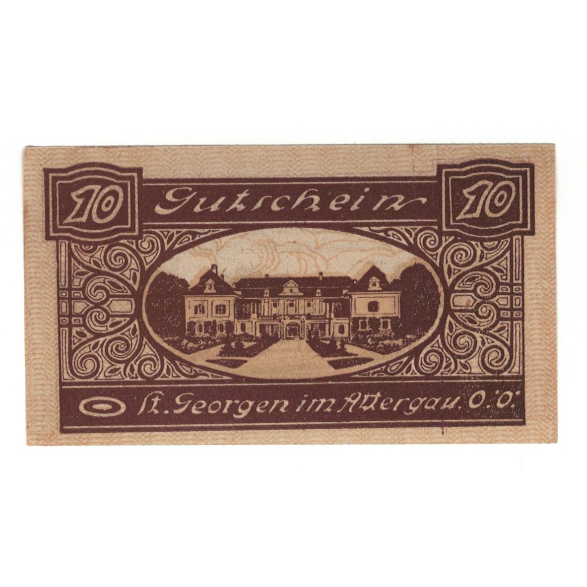 Geldschein, Österreich, St. Georgen im Attergau O.Ö. Marktgemeinde, 10 Heller