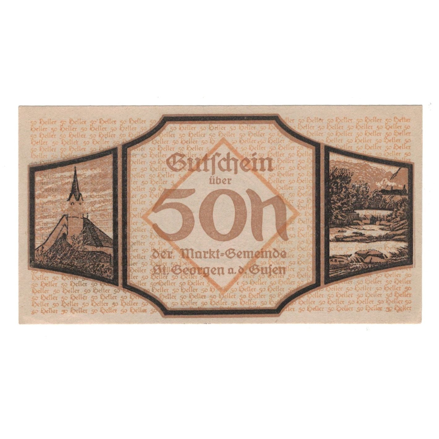 Geldschein, Österreich, St. Georgen an der Gusen O.Ö. Gemeinde, 50 Heller