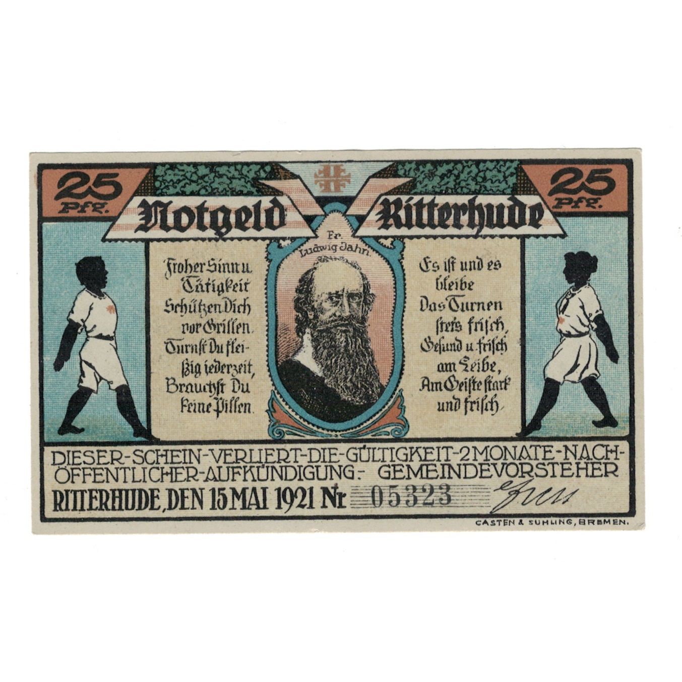 Banknote, Germany, Ritterhude Gemeinde, 25 Pfennig, Monument, 1921, 1921-05-15