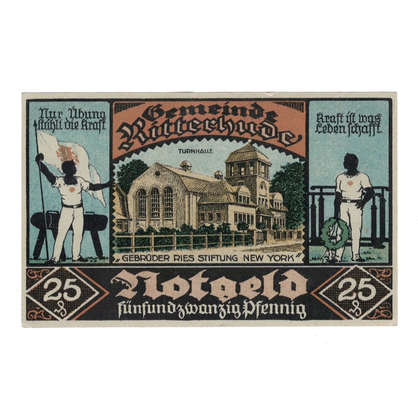 Banknote, Germany, Ritterhude Gemeinde, 25 Pfennig, Monument, 1921, 1921-05-15