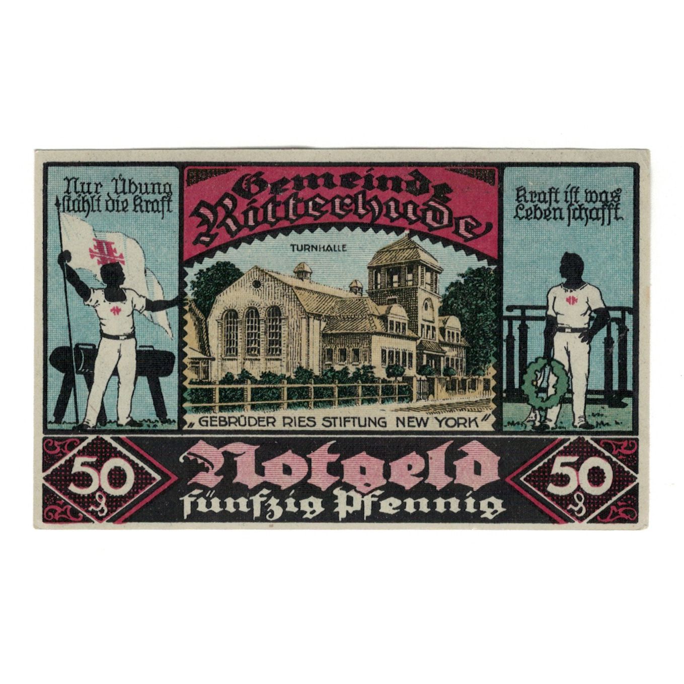 Banknote, Germany, Ritterhude Gemeinde, 50 Pfennig, Monument, 1921, 1921-05-15