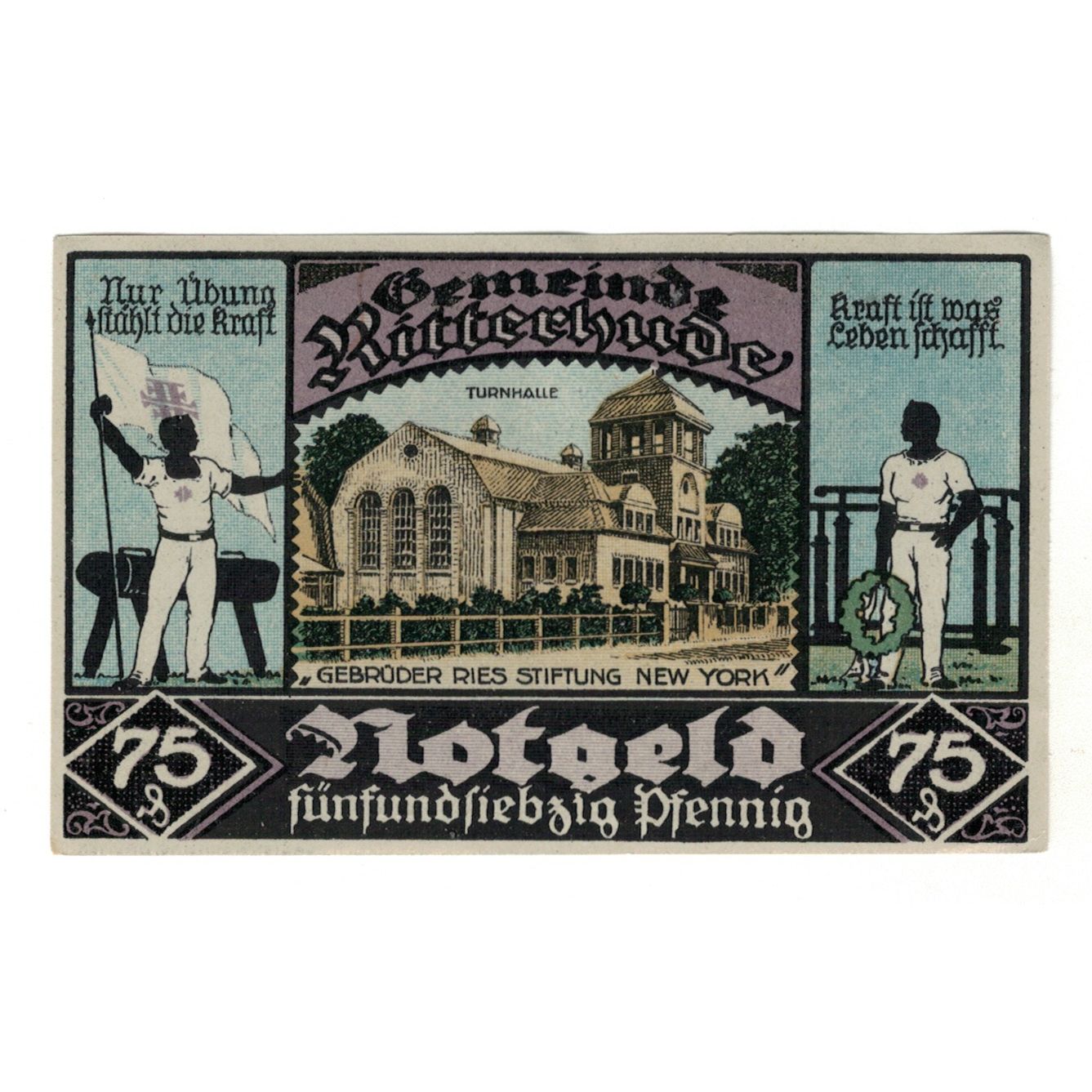 Banknote, Germany, Ritterhude Gemeinde, 75 Pfennig, Monument, 1921, 1921-05-15