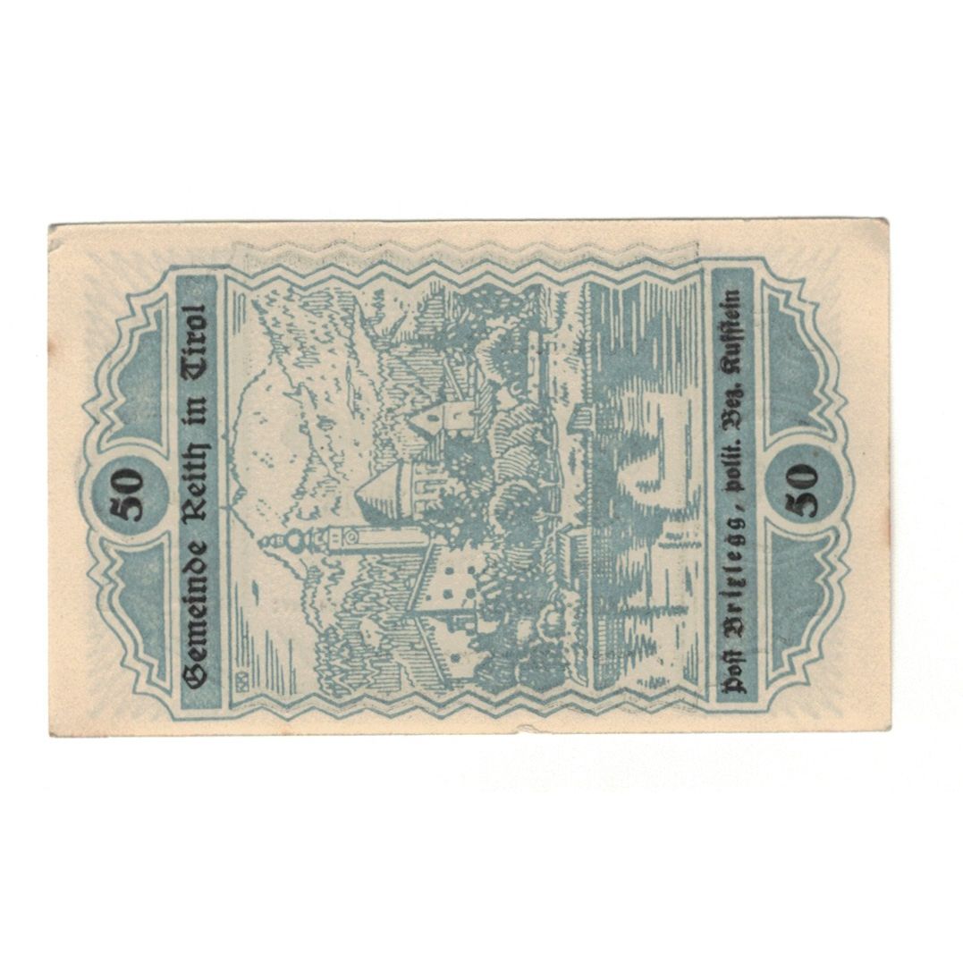Geldschein, Österreich, Reith Tirol Gemeinde, 50 Heller, paysage, 1920