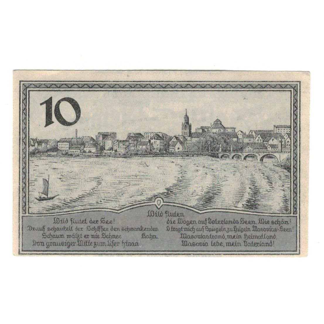 Banknote, Germany, Lyck Stadt, 10 Pfennig, paysage, 1920, 1920-10-01, AU(55-58)