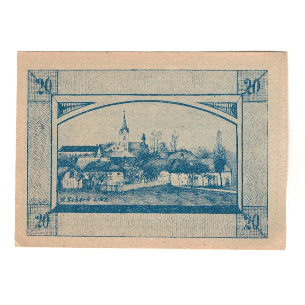 Geldschein, Österreich, Herzogsdorf O.Ö. Gemeinde, 20 Heller, village, 1920