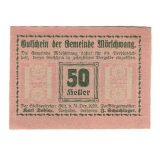 Geldschein, Österreich, Mörschwang O.Ö. Gemeinde, 50 Heller, Graphique 3
