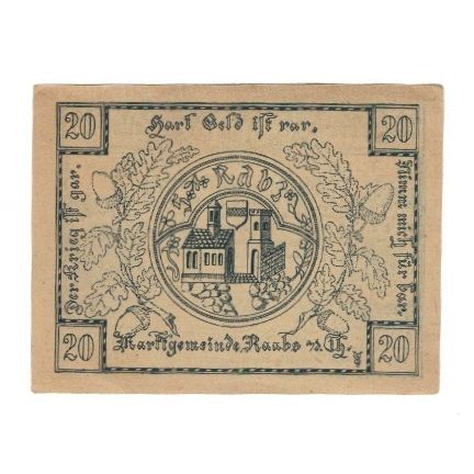 Geldschein, Österreich, Raabs N.Ö. Marktgemeinde, 20 Heller, château, 1920