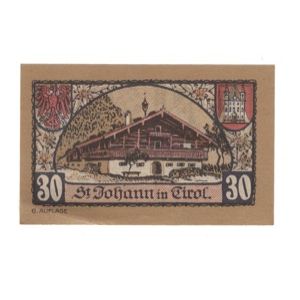 Geldschein, Österreich, St. Johann in Tirol, Tirol Gemeinde, 30 Heller