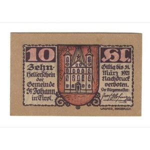 Geldschein, Österreich, St. Johann in Tirol, Tirol Gemeinde, 10 Heller