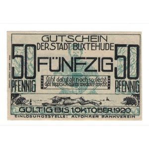 Banknote, Germany, Buxtehude Stadt, 50 Pfennig, Ecusson, 1920, 1920-10-01