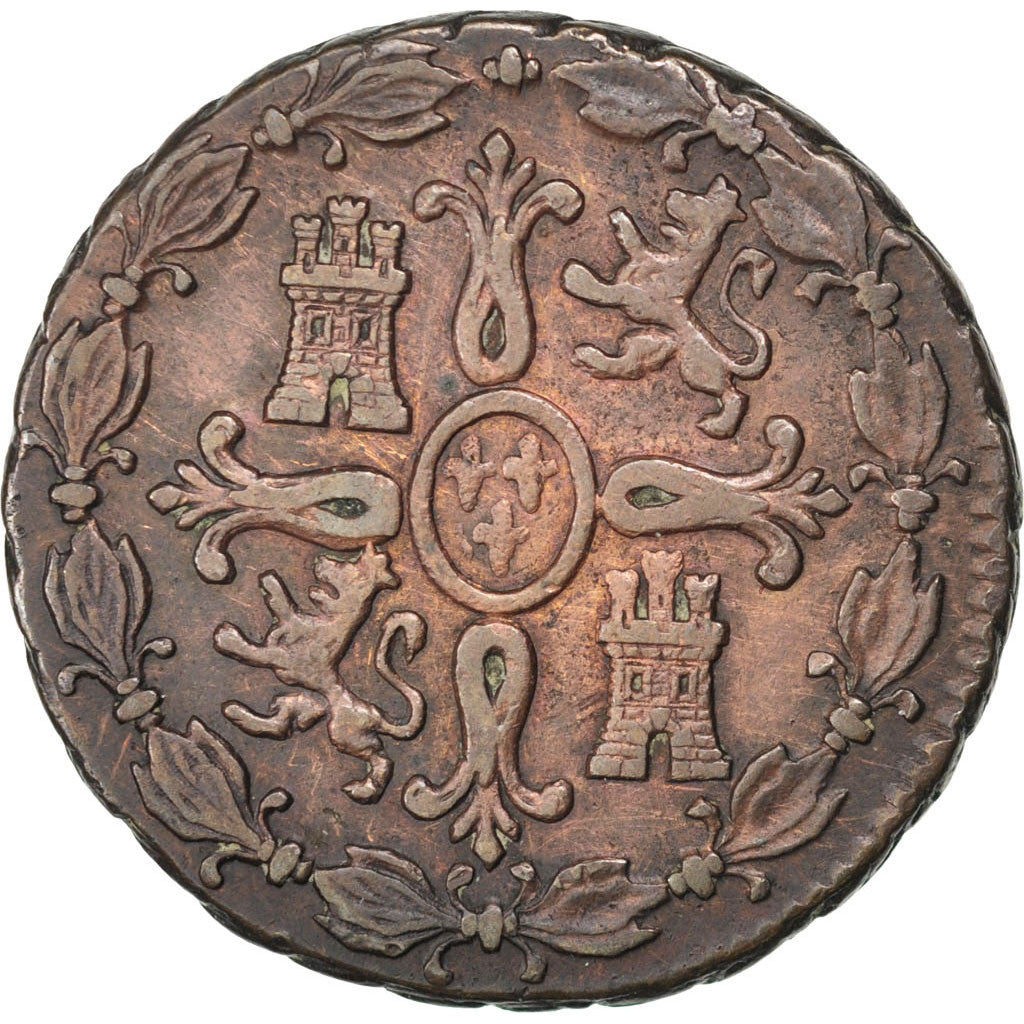 España, Ferdinand VII, 8 Maravedis, 1825, Segovia, Cobre, MBC, KM:486.1