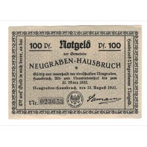 Banknote, Germany, Neugraben-Hausbruch Gemeinde, 100 Pfennig, Texte, 1921