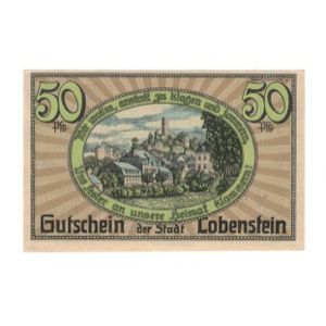 Billet, Allemagne, Lobenstein Stadt, 50 Pfennig, village, 1921, 1921-03-15, SUP