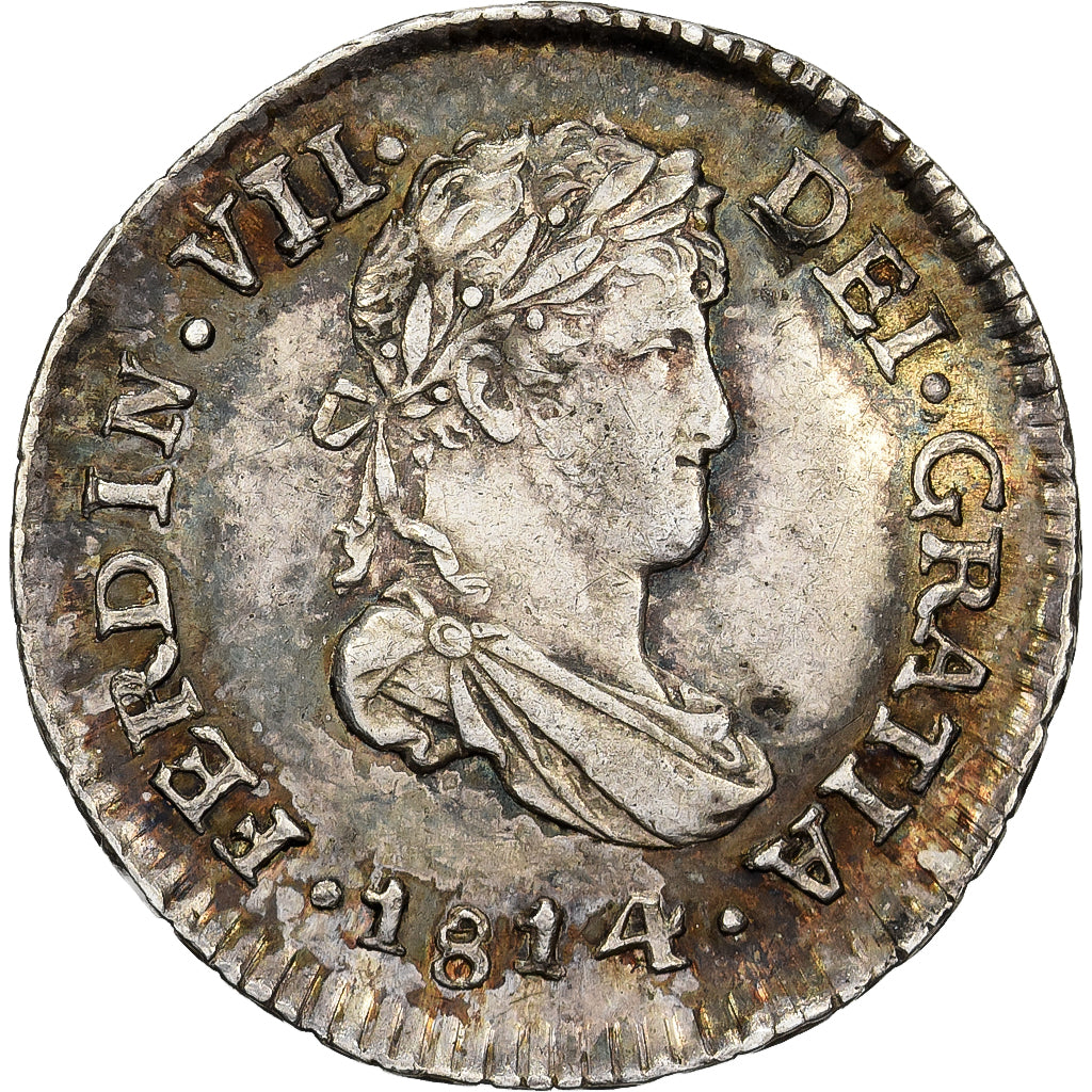 Guatemala, Fernando VII, 1/2 Réal, 1814, Guatemala City, Silver, AU(55-58)
