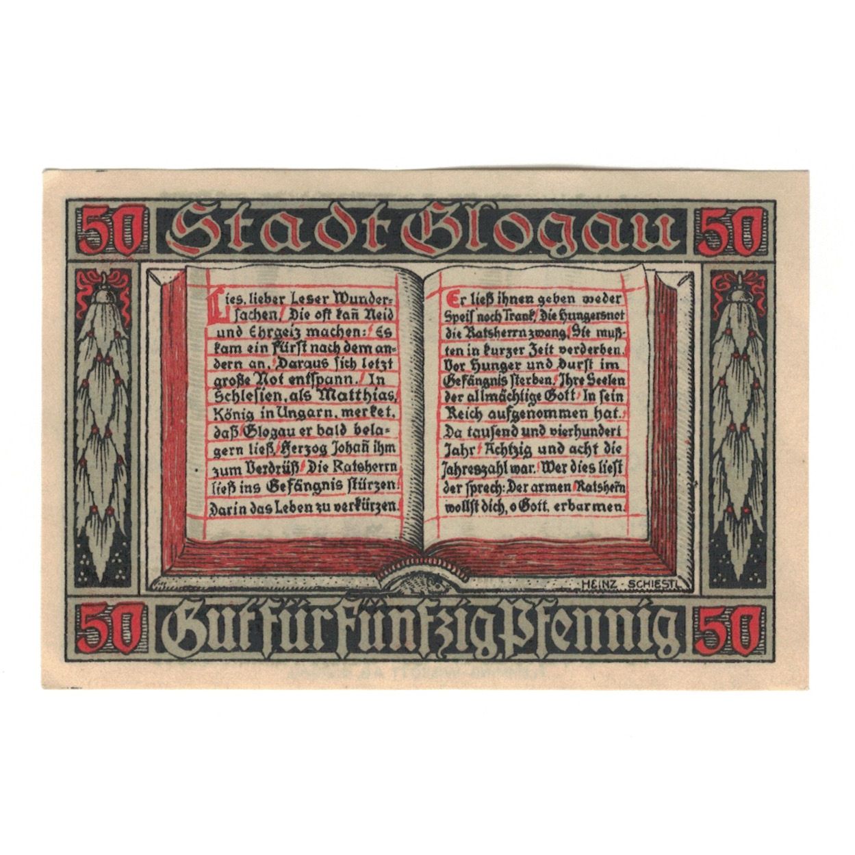 Banconote, Germania, Glogau Stadt, 50 Pfennig, Texte, 1920, 1920-12-01, SPL-