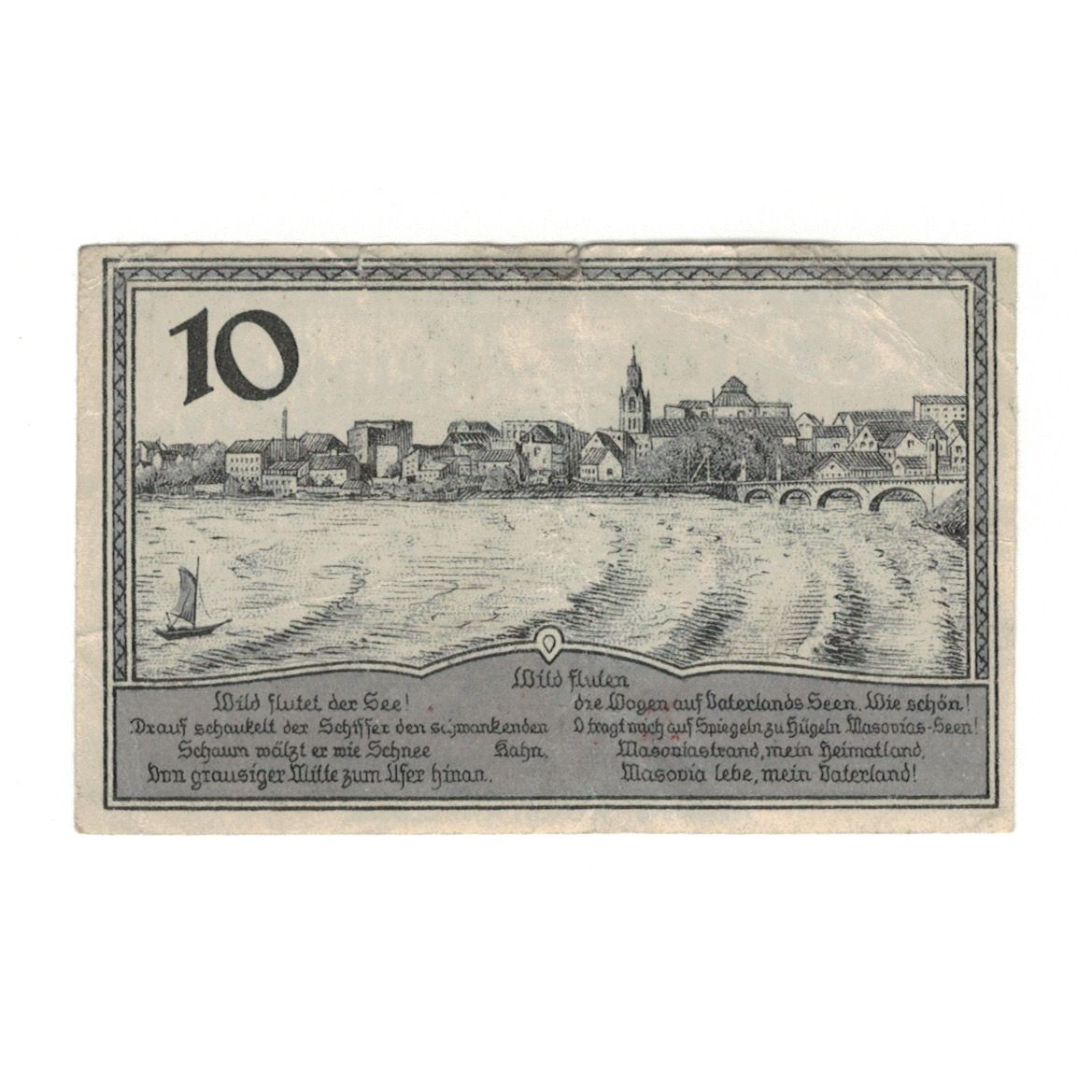 Banknot, Niemcy, Lyck Stadt, 10 Pfennig, paysage, 1920, 1920-10-01, AU(55-58)
