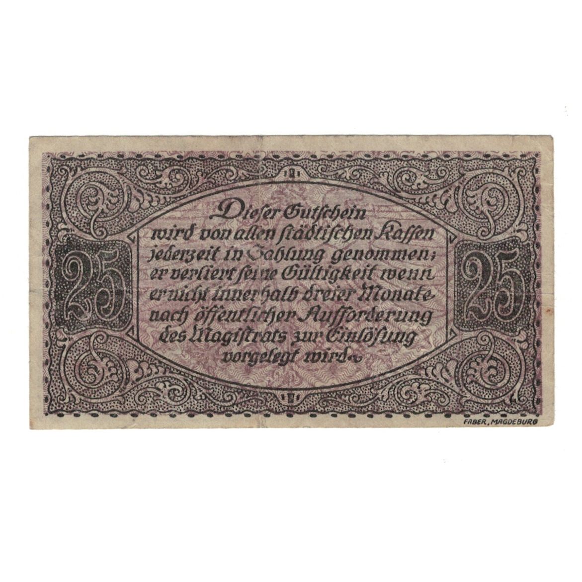 Billete, Alemania, Nordhausen Stadt, 25 Pfennig, Texte, 1920, 1919-10-28, EBC