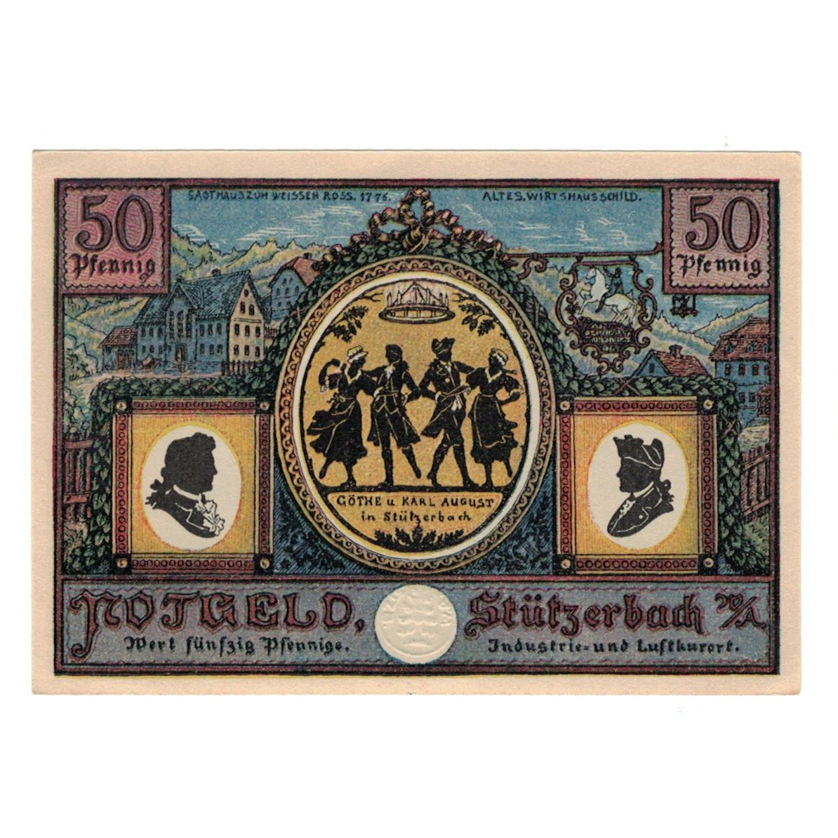 Banconote, Germania, Stützerbach Weimarischer Anteil Gemeinde, 50 Pfennig