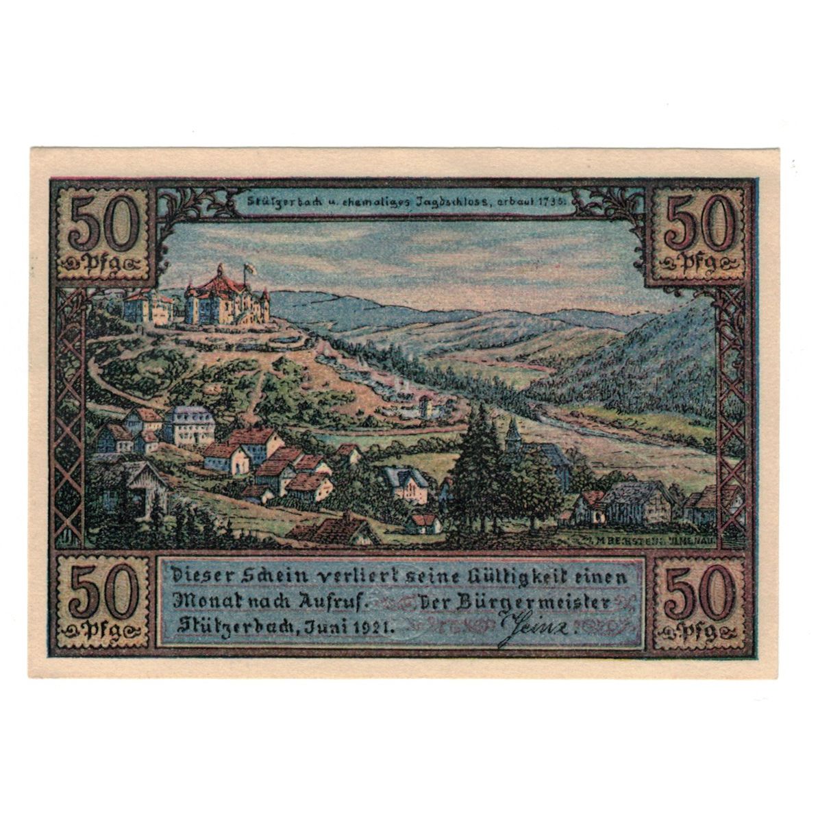 Banconote, Germania, Stützerbach Weimarischer Anteil Gemeinde, 50 Pfennig