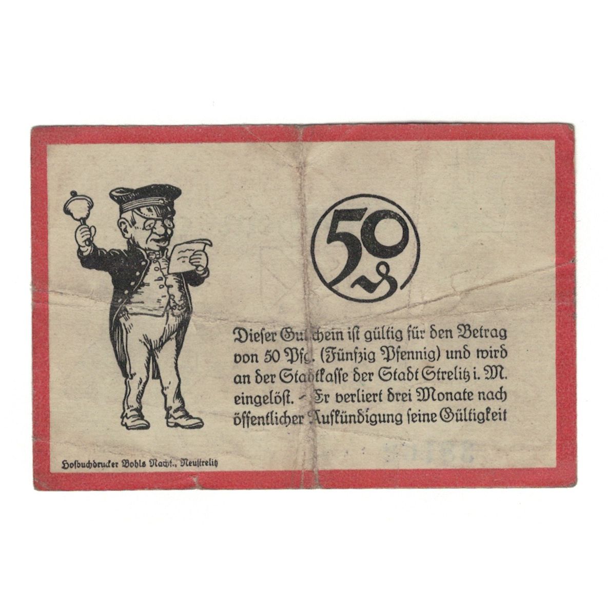 Banknote, Germany, Strelitz Stadt, 50 Pfennig, personnage, 1921, 1921-02-01