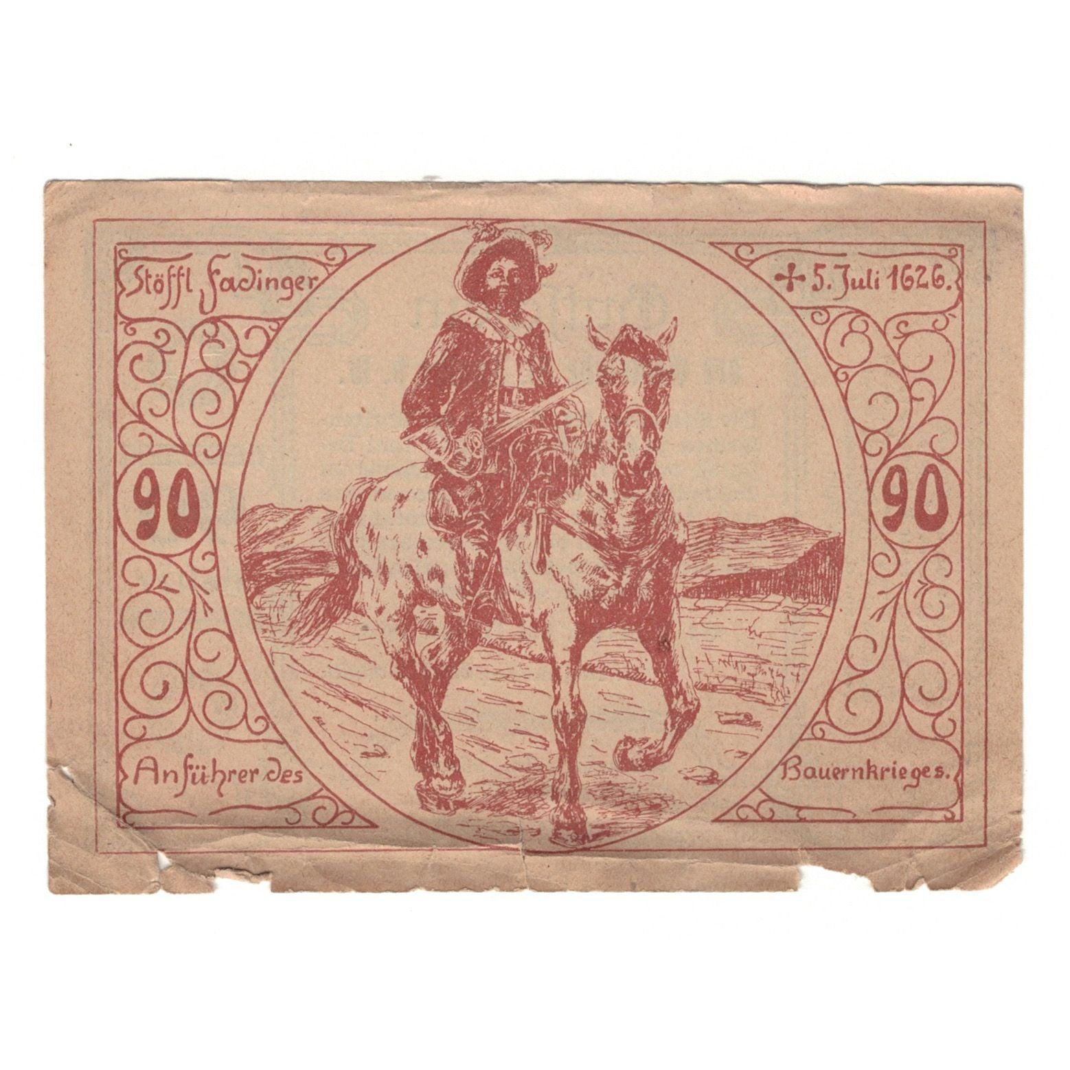 Billete, Austria, St. Agatha Bei Weizenkirchen O.Ö. Gemeinde, 90 Heller, Texte