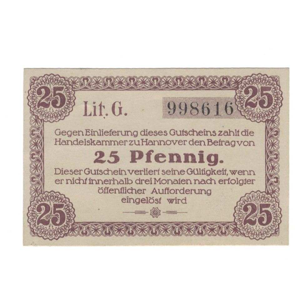 Banknote, Germany, Hannover Handelskammer, 25 Pfennig, Texte, 1917, 1917-03-15