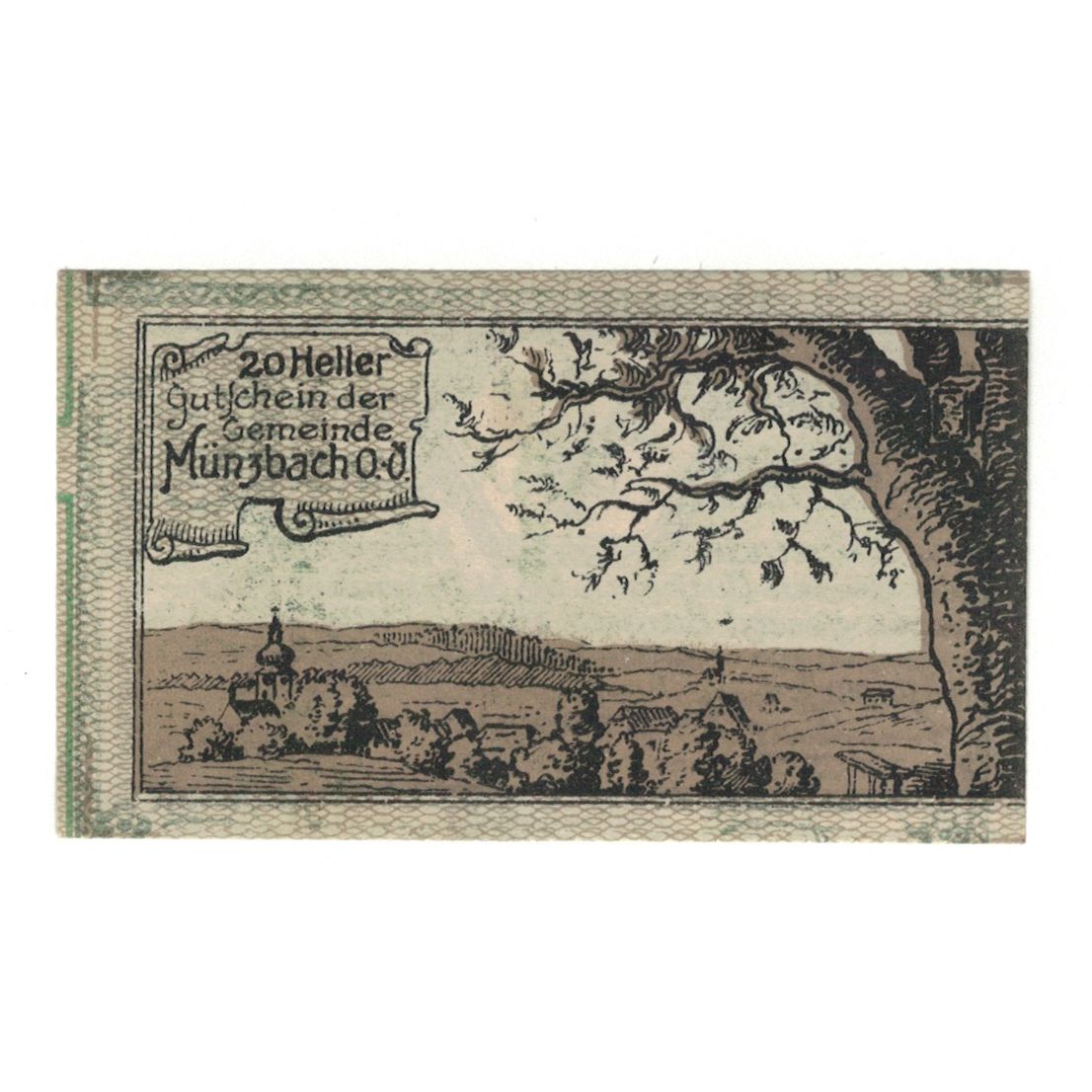Banknote, Austria, Münzbach O.Ö. Gemeinde, 20 Heller, arbre, 1920, 1920-12-31