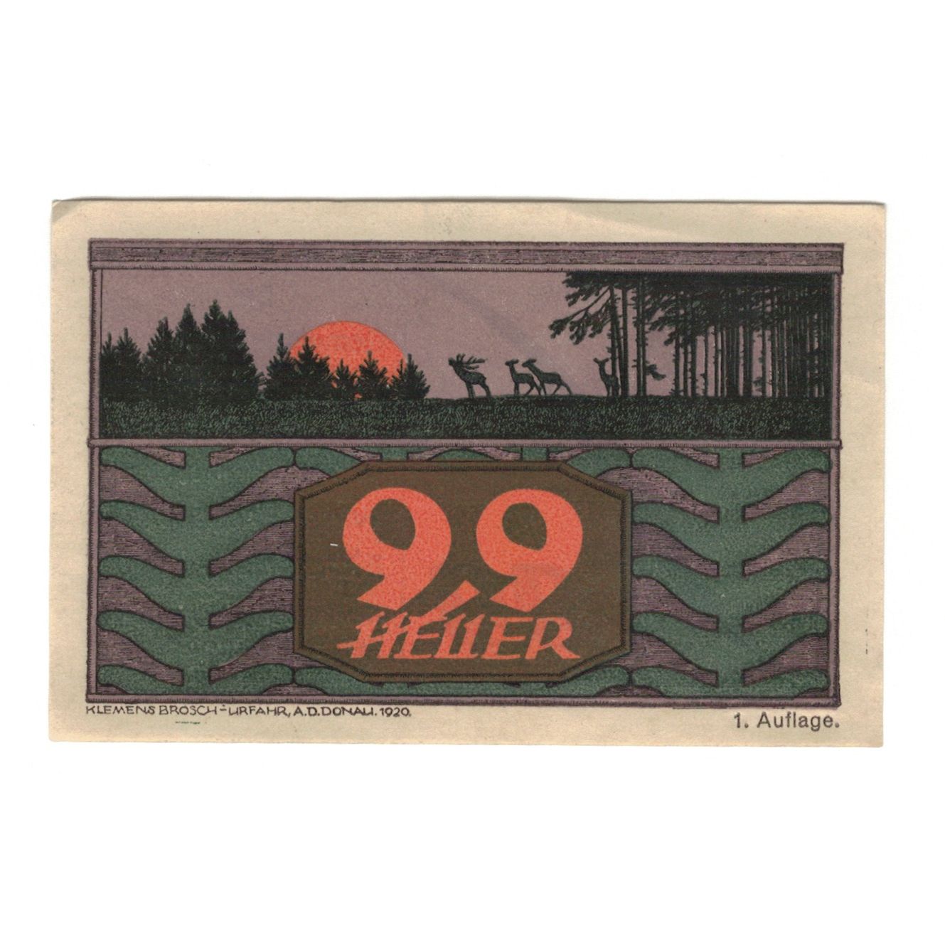 Banknote, Austria, St. Johann am Walde O.Ö. Gemeinde, 99 Heller, paysage