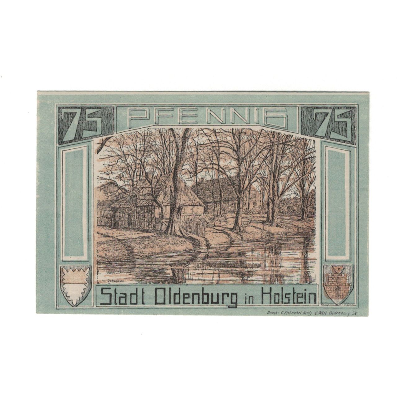 Banknote, Germany, Oldenburg i. Holstein Stadt, 75 Pfennig, paysage, 1921