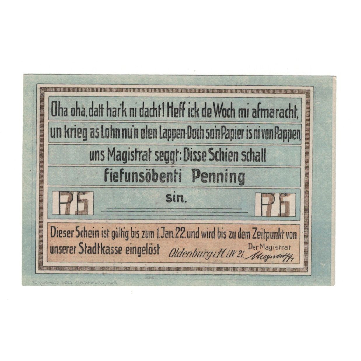 Banknote, Germany, Oldenburg i. Holstein Stadt, 75 Pfennig, paysage, 1921