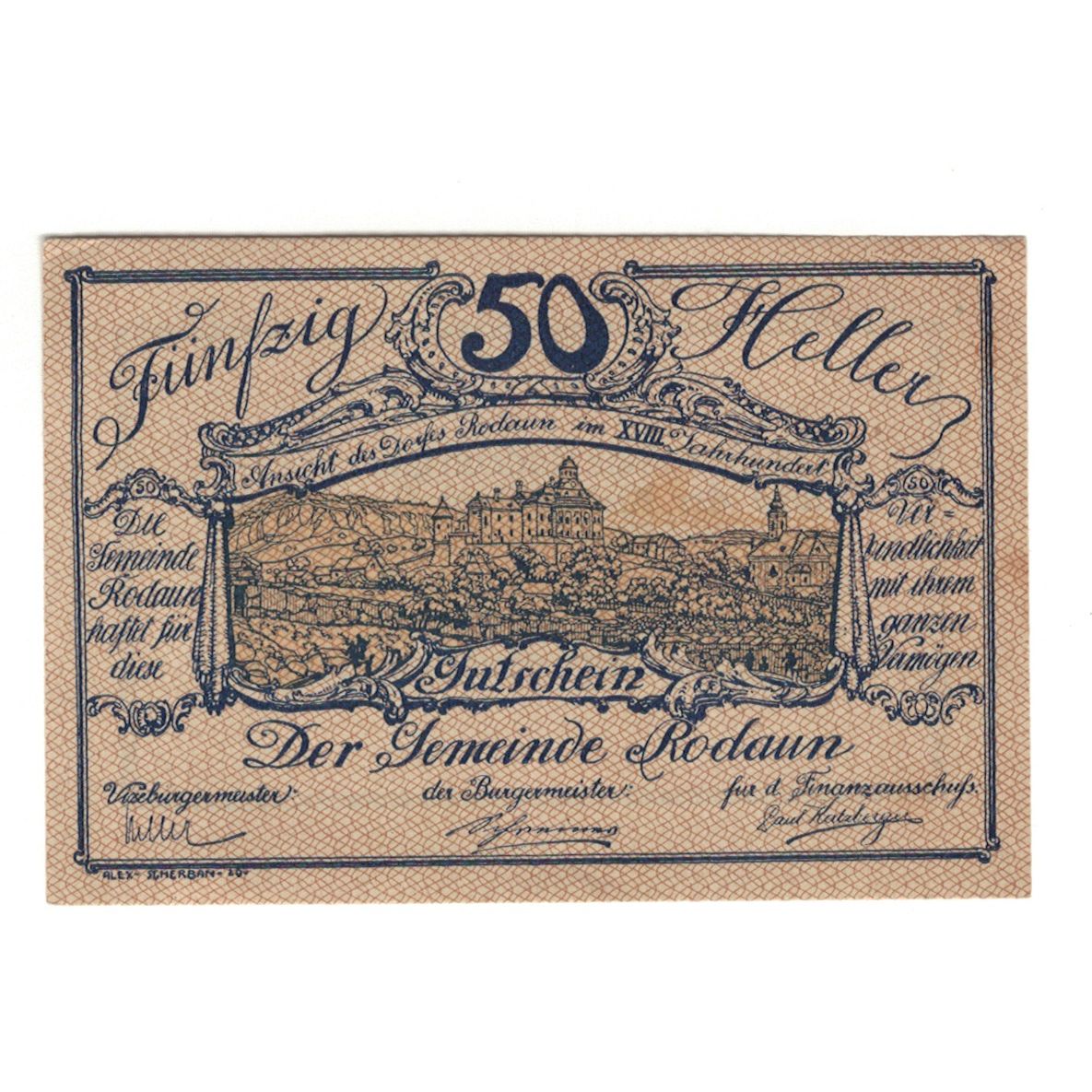 Banknote, Austria, Rodaun N.Ö. Gemeinde, 50 Heller, paysage, 1920, 1920-10-31