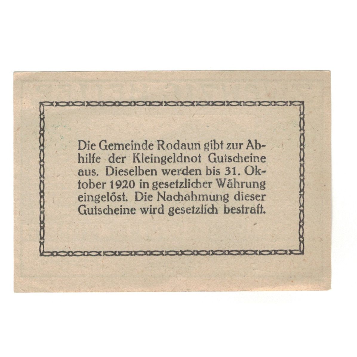 Banknote, Austria, Rodaun N.Ö. Gemeinde, 20 Heller, paysage, 1920, 1920-10-31