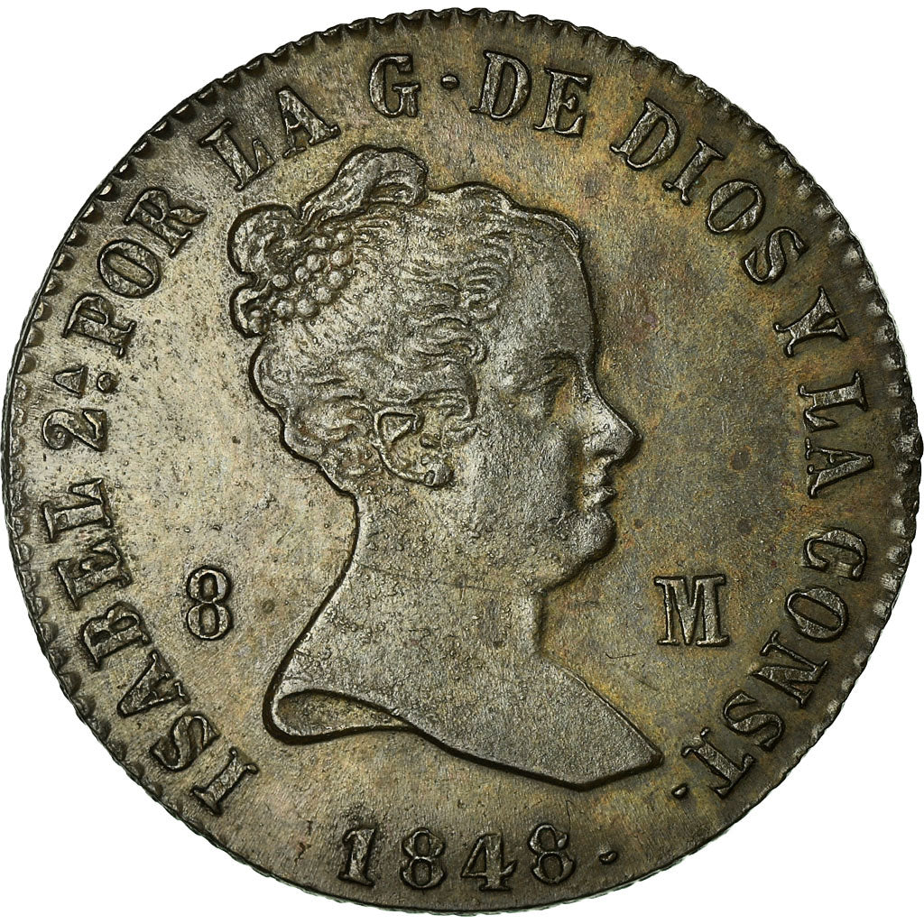 Espagne, Isabel II, 8 Maravedis, 1848, Jubia, Cuivre, SUP, KM:531.2