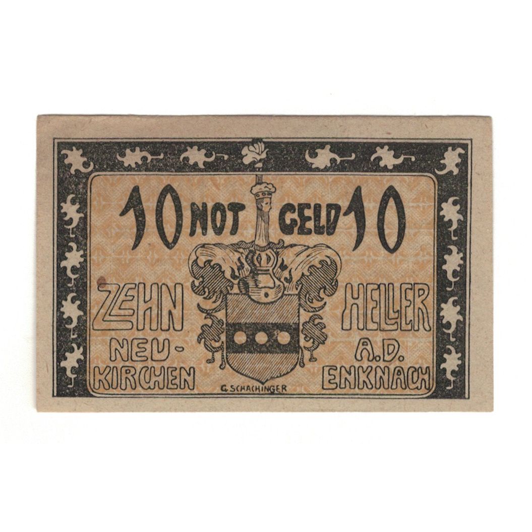 Banconote, Austria, Neukirchen an der Enknach O.Ö. Gemeinde, 10 Heller, Texte