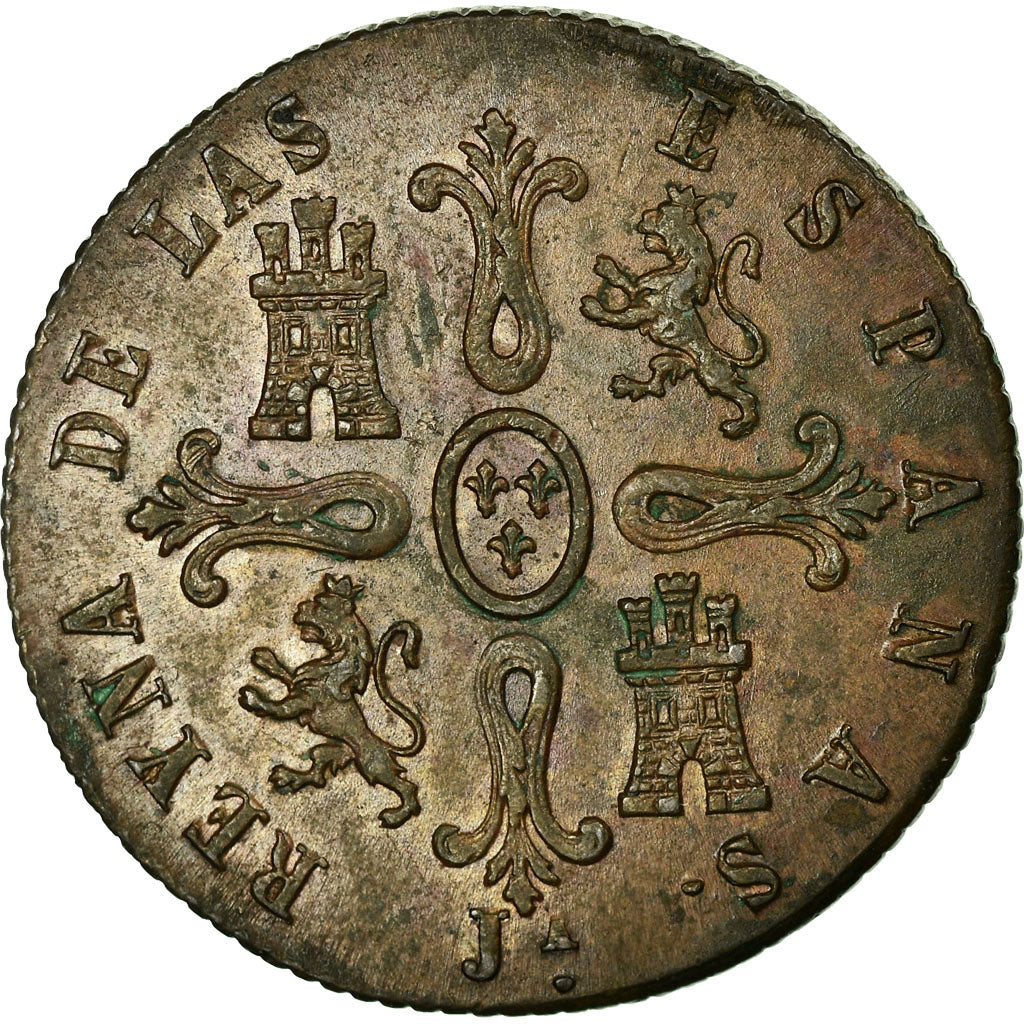 España, Isabel II, 8 Maravedis, 1850, Jubia, Cobre, EBC, KM:531.2