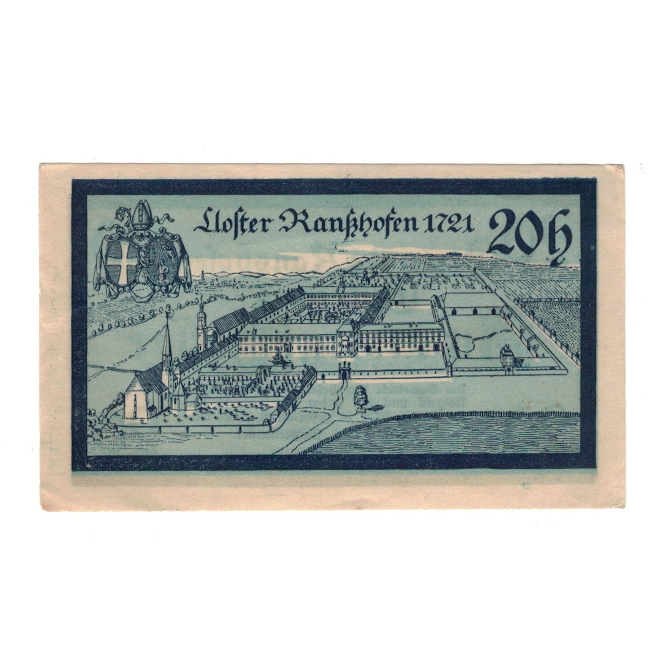 Banknote, Austria, Ranshofen O.Ö. Gemeinde, 20 Heller, Monument, 1920