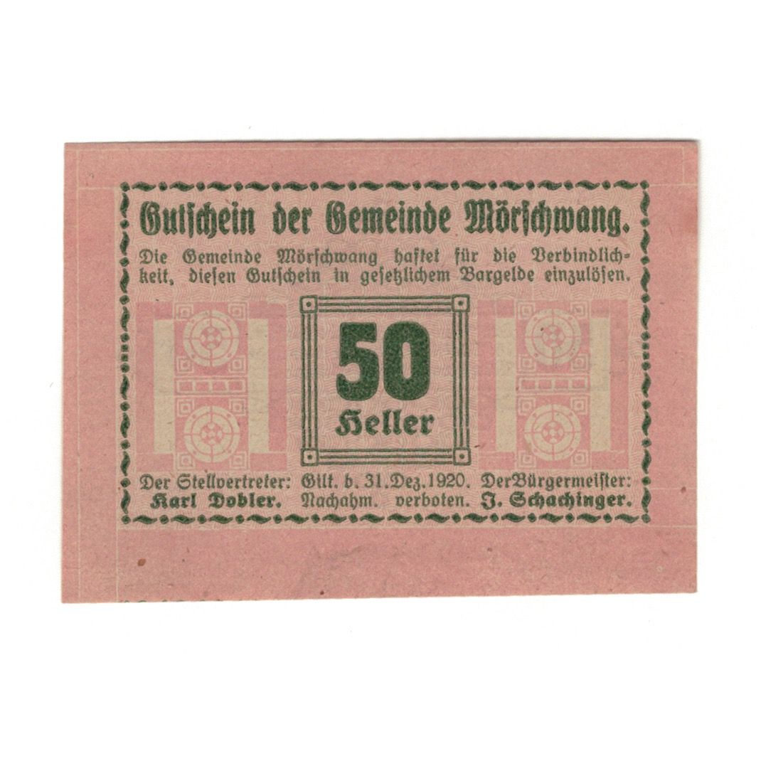 Banknot, Austria, Tumeltsham O.Ö. Gemeinde, 50 Heller, Texte, 1920, 1920-12-31