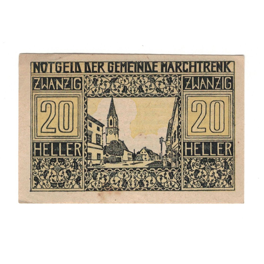 Nota, Áustria, Marchtrenk O.Ö. Gemeinde, 20 Heller, Texte, 1920, 1920-12-31