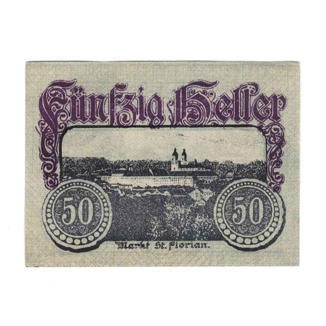 Banknote, Austria, St. Florian O.Ö. Gemeinde, 50 Heller, personnage, 1920