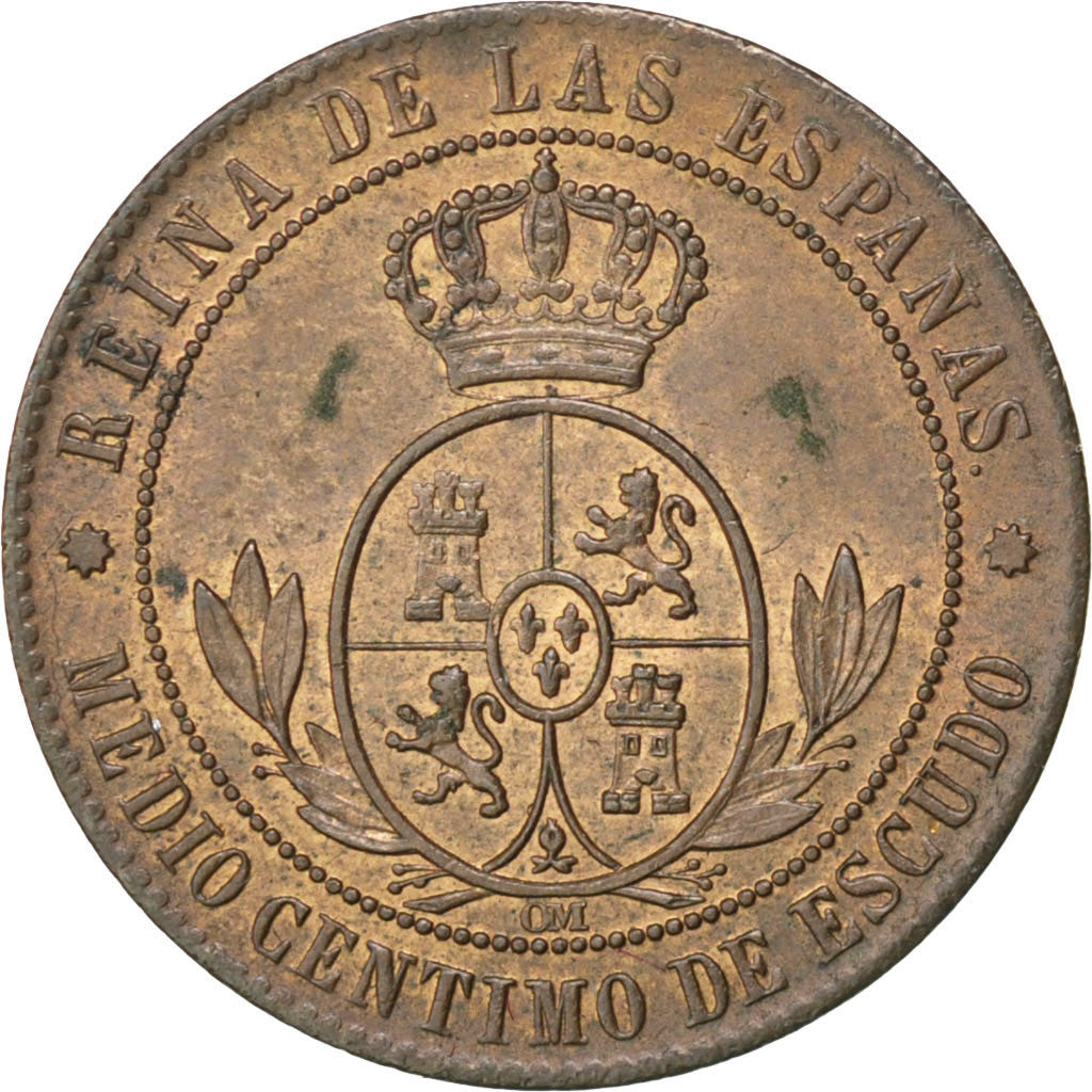 Espagne, Isabel II, 1/2 Centimo, 1867, Barcelone, Cuivre, SUP, KM:632.1