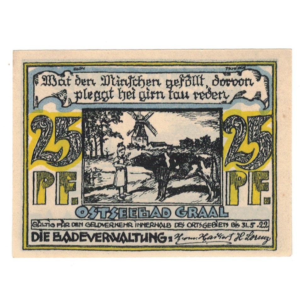 Banknote, Germany, Graal Badeverwaltung, 25 Pfennig, paysage, 1922, 1922-05-31