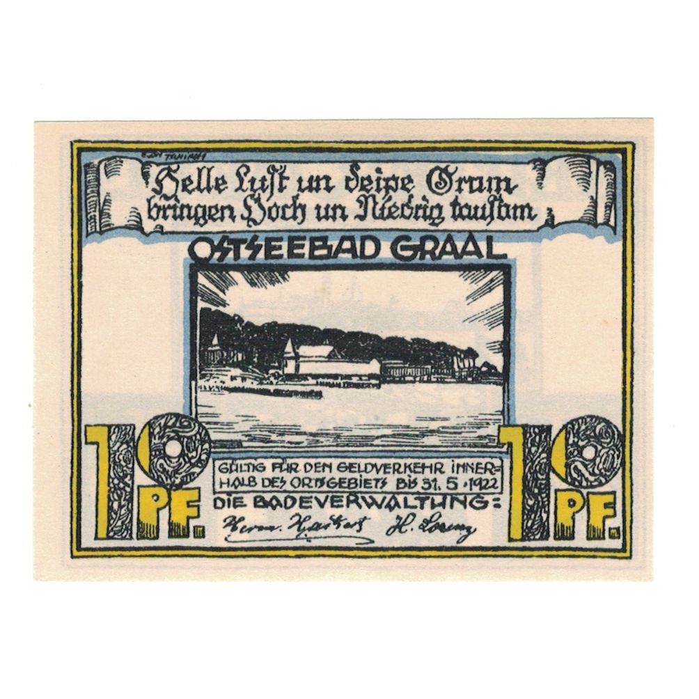 Nota, Alemanha, Graal Badeverwaltung, 10 Pfennig, paysage 1, 1922, 1922-05-31