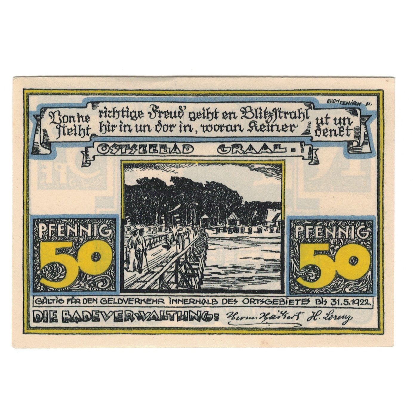 Banknote, Germany, Graal Badeverwaltung, 50 Pfennig, paysage, 1922, 1922-05-31