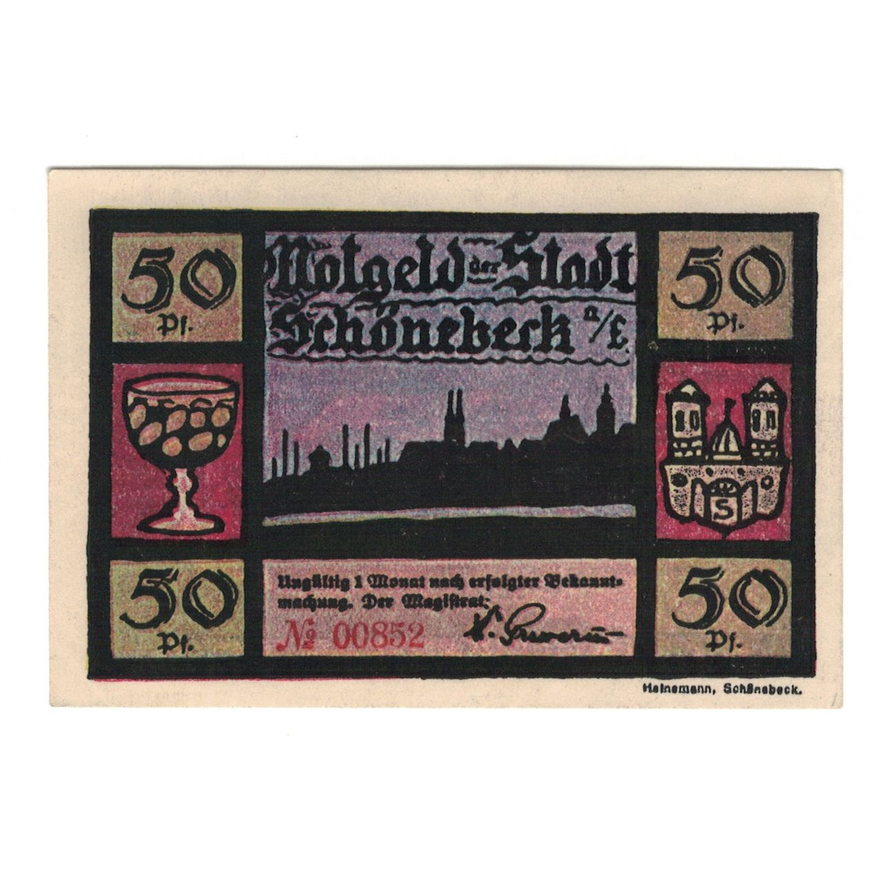 Banknote, Germany, Schönebeck a.d Elbe, 50 Pfennig, personnage, 1921